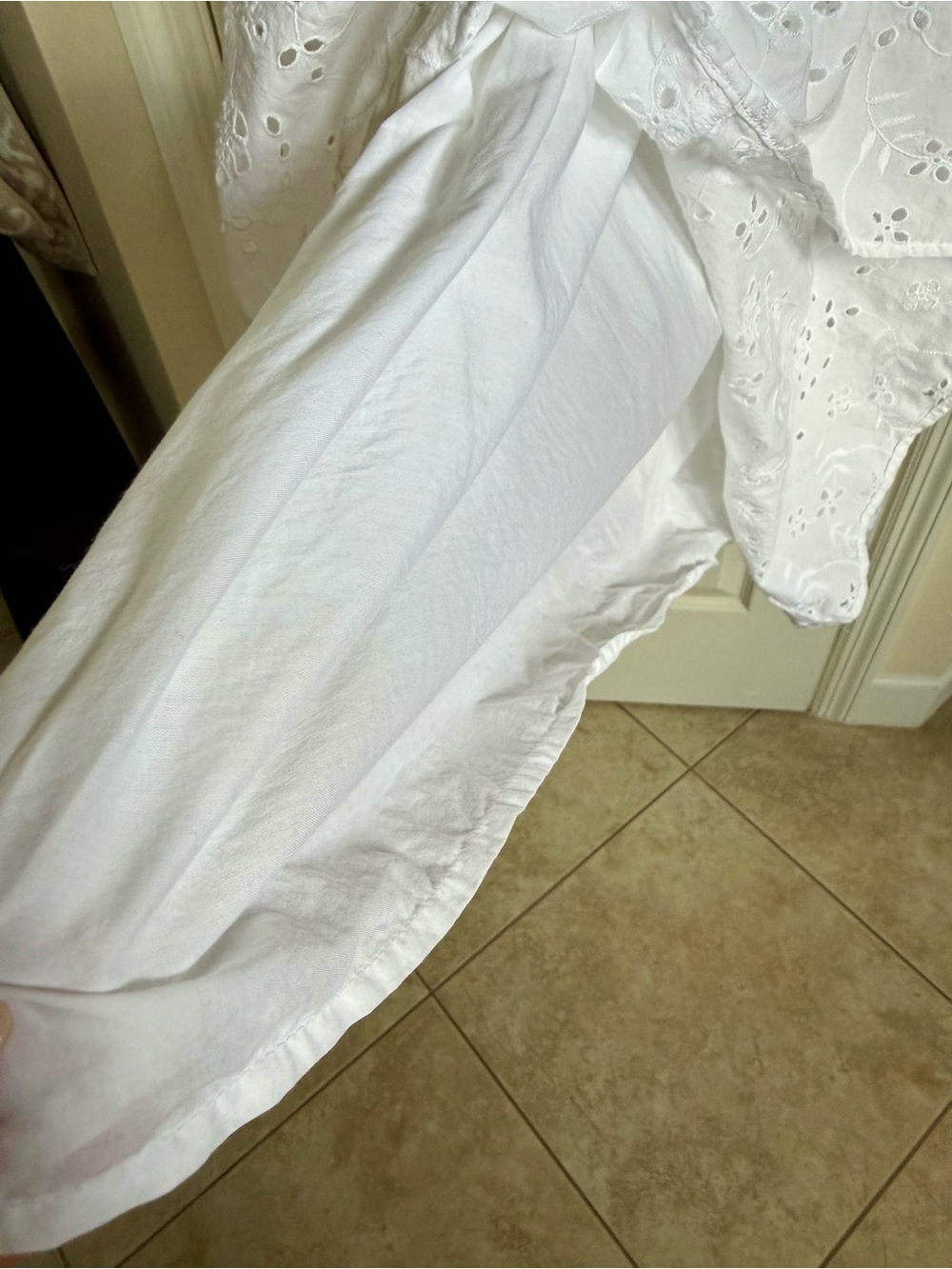 White Eyelet Maxi Sundress with Spaghetti Straps - Picture 7 of 10